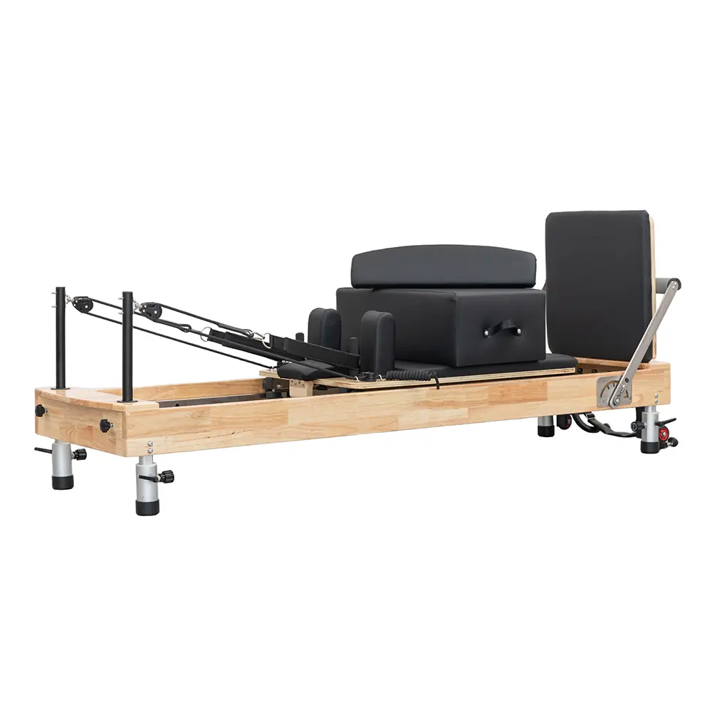 Adjustable Height Oak Pilates Reformer