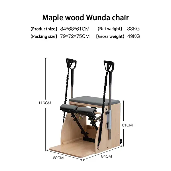 Maple Pilates Combo Chair dimensions